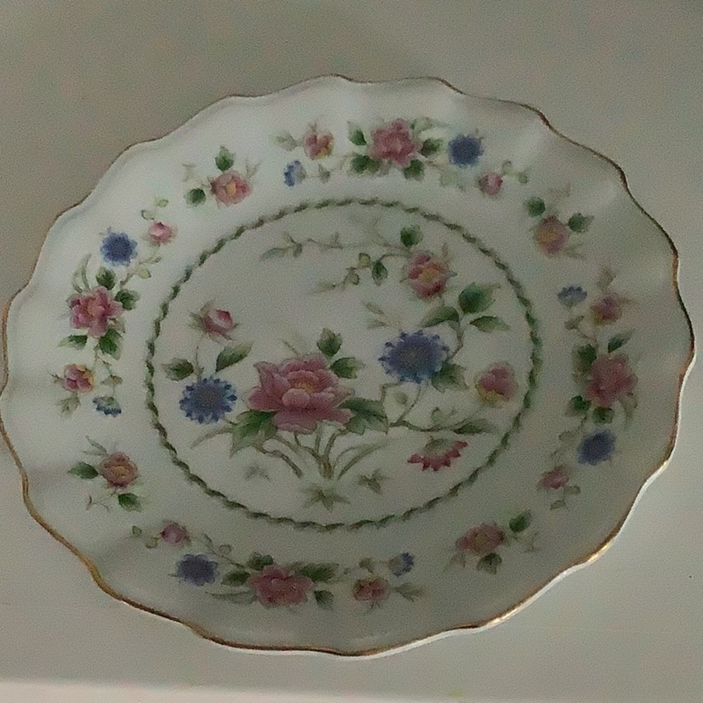 Andrea Sadek Spring Night Fine China Porcelain Floral Plate scalloped Ed…